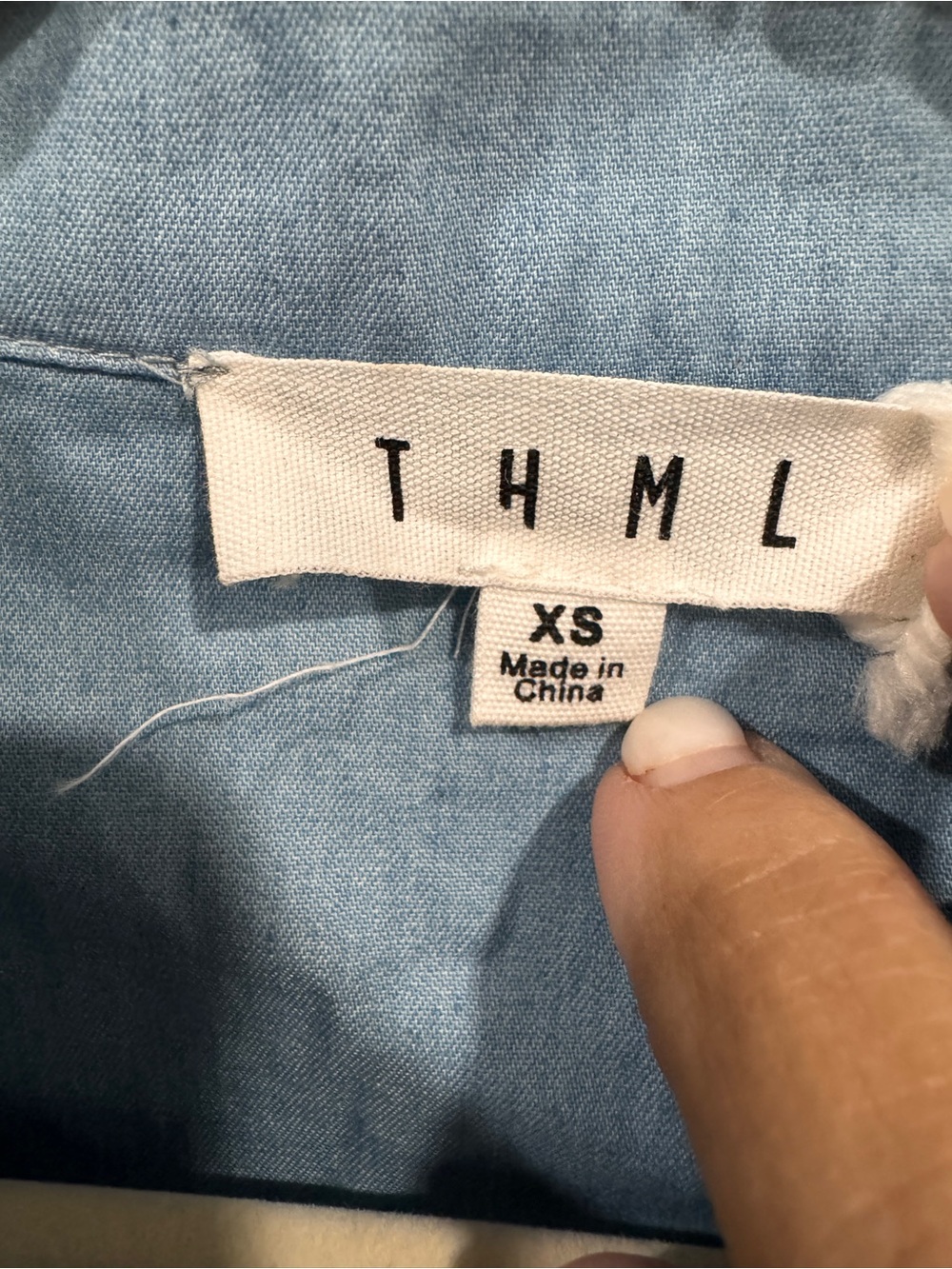 THML XS Light Blue Chambray Top with Multicolor Embroidery - Picture 7 of 8